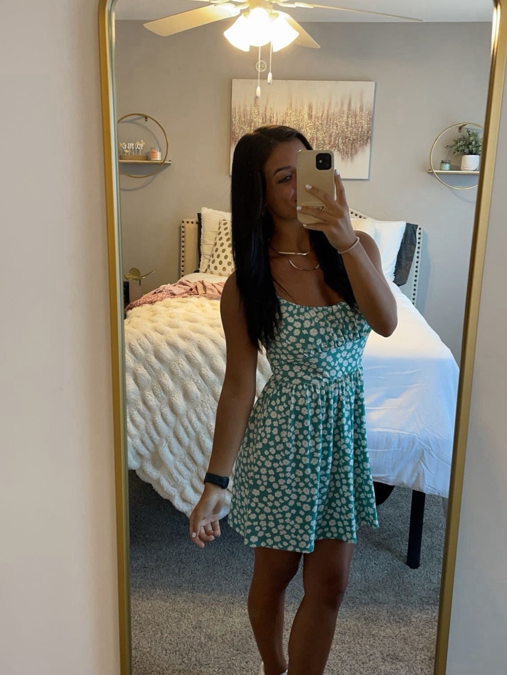 Green Floral Sundress - Sleeveless Fit & Flare